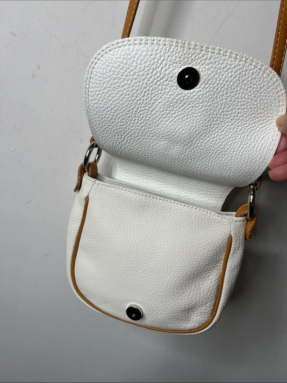 Borse in Pelle leather Italian Bag EUC white & tan Crossbody
